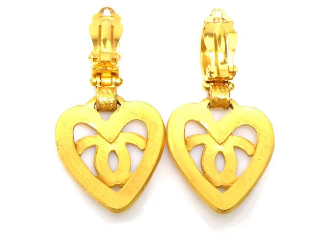 Orecchini in metallo dorato con cuore marchiato Coco di Chanel D'oro - vista 2
