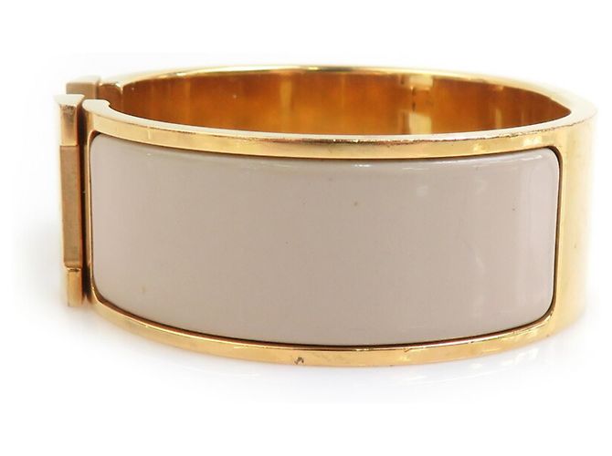 Pulsera Bangle Click-Clack Hermès Dorado Gris - vista 2