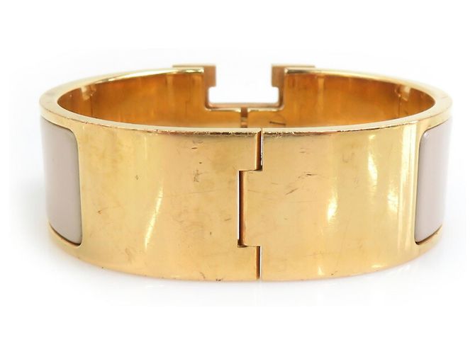 Pulsera Bangle Click-Clack Hermès Dorado Gris - vista 3