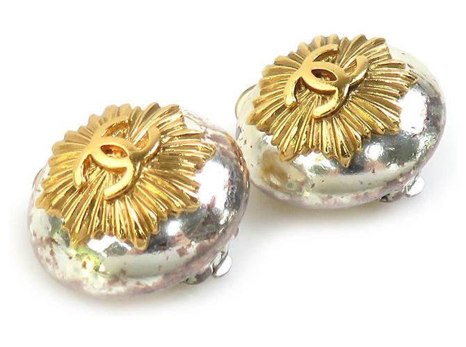 Pendientes de clip en oro y plata Chanel Dorado - vista 2