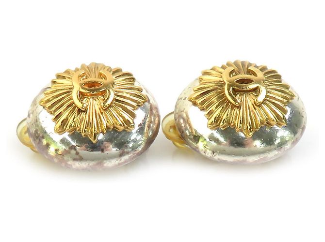 Pendientes de clip en oro y plata Chanel Dorado - vista 3