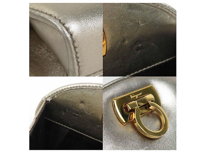 Borsa a Spalla in Pelle e Metallo Gancini di Salvatore Ferragamo D'oro - vista 3