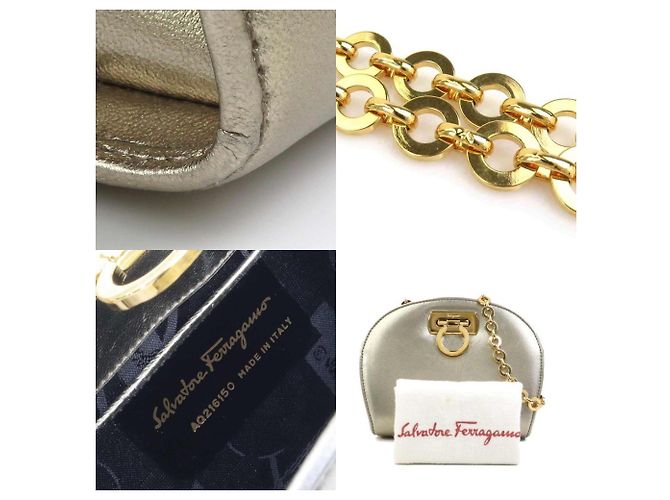 Borsa a Spalla in Pelle e Metallo Gancini di Salvatore Ferragamo D'oro - vista 5