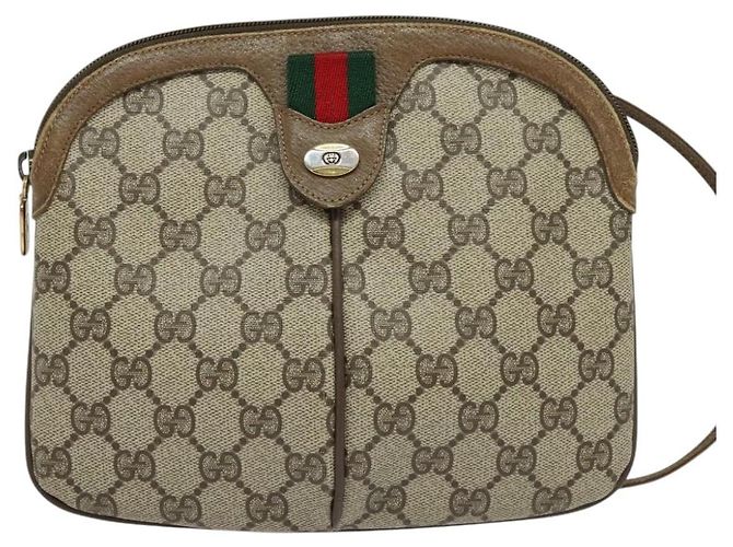Borsa a Spalla Gucci GG Supreme Web Sherry Line PVC Beige 98 02 047 Auth BA4583 - vista 13