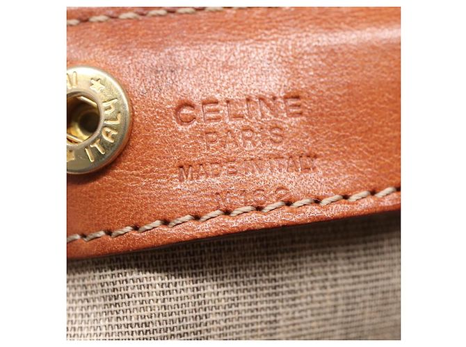 Céline CELINE Macadam Canvas Tote Bag PVC Braun Gold Auth 136856 Golden - Ansicht 12