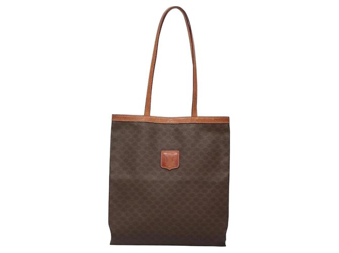 Céline CELINE Macadam Canvas Tote Bag PVC Braun Gold Auth 136856 Golden - Ansicht 13