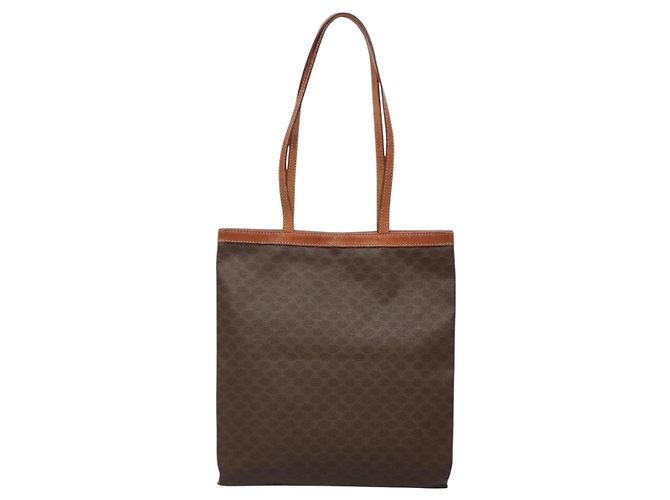 Céline CELINE Macadam Canvas Tote Bag PVC Braun Gold Auth 136856 Golden - Ansicht 2