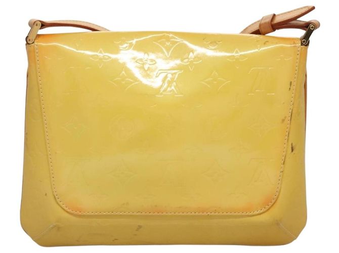LOUIS VUITTON Borsa Thompson Street Monogram Vernis Gialla M91071 LV Auth BA4453 D'oro - vista 2