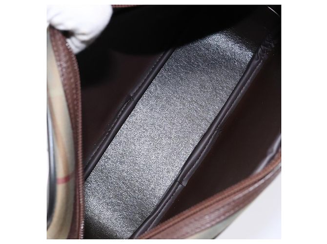 Autre Marque Borsa a Spalla Burberrys Nova Check in Tela Khaki Oro Auth BA4398 D'oro Cachi - vista 11