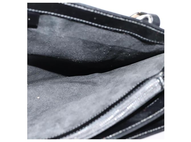 Borsa a spalla GUCCI in pelle verniciata nera argento Auth sw1231 Nero - vista 20