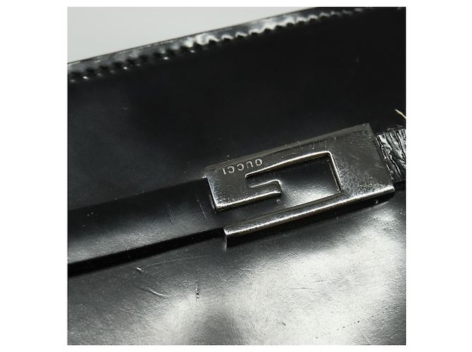Borsa a spalla GUCCI in pelle verniciata nera argento Auth sw1231 Nero - vista 9
