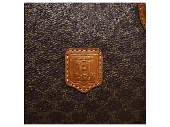 Céline Borsa a mano in tela Macadam CELINE in pelle PVC marrone oro Auth BA4505 D'oro - vista 19