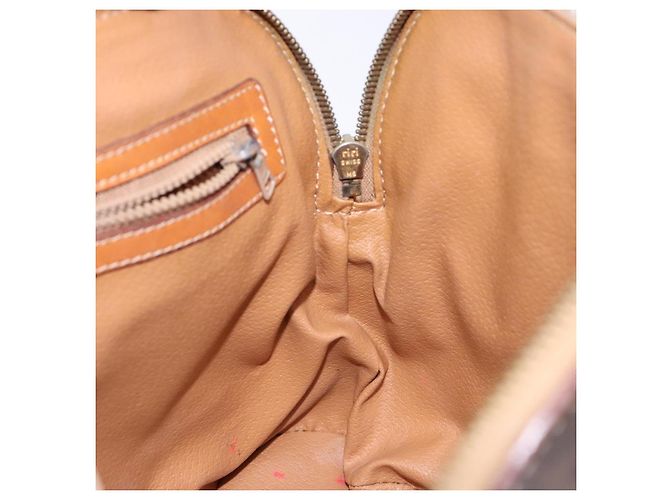 Céline Borsa a mano in tela Macadam CELINE in pelle PVC marrone oro Auth BA4505 D'oro - vista 21