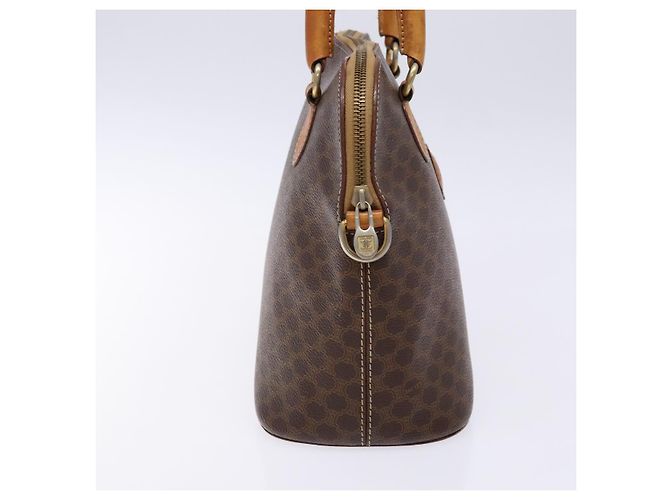 Céline Borsa a mano in tela Macadam CELINE in pelle PVC marrone oro Auth BA4505 D'oro - vista 3