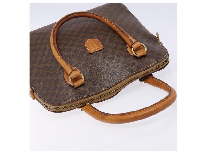 Céline Borsa a mano in tela Macadam CELINE in pelle PVC marrone oro Auth BA4505 D'oro - vista 6