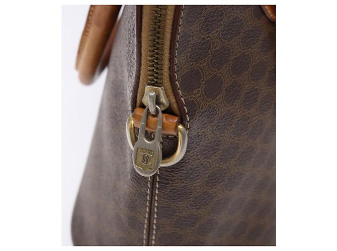 Céline Borsa a mano in tela Macadam CELINE in pelle PVC marrone oro Auth BA4505 D'oro - vista 8