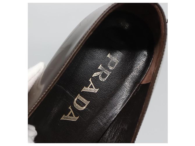 Zapatos PRADA de charol marrón Auth ti3272 Castaño - vista 10
