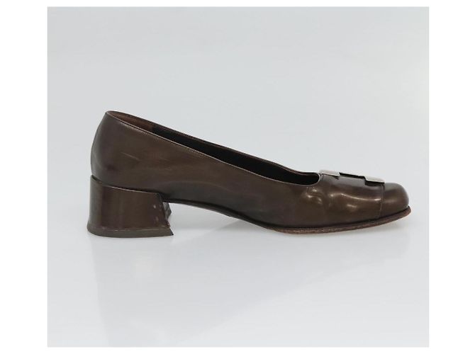 Zapatos PRADA de charol marrón Auth ti3272 Castaño - vista 11
