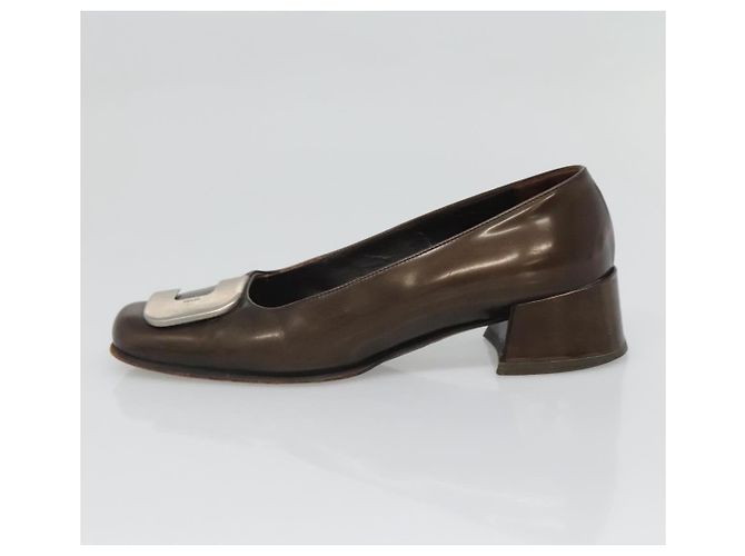 Zapatos PRADA de charol marrón Auth ti3272 Castaño - vista 12