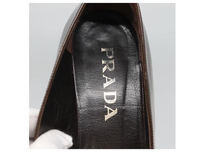 Zapatos PRADA de charol marrón Auth ti3272 Castaño - vista 17