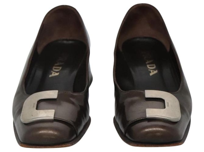 Zapatos PRADA de charol marrón Auth ti3272 Castaño - vista 2