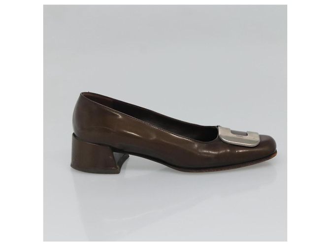 Zapatos PRADA de charol marrón Auth ti3272 Castaño - vista 5