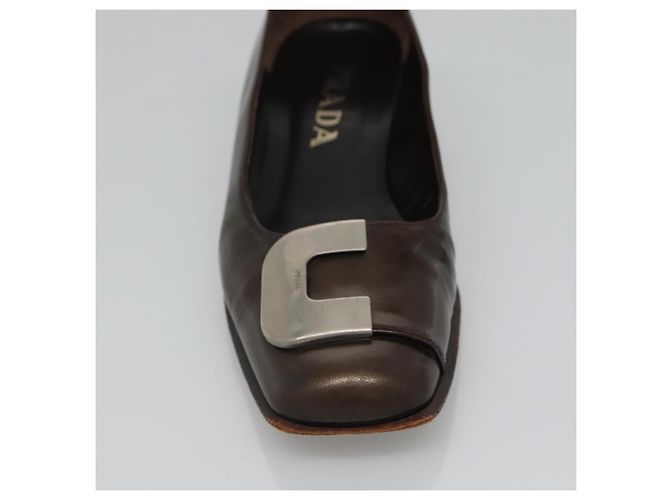 Zapatos PRADA de charol marrón Auth ti3272 Castaño - vista 6