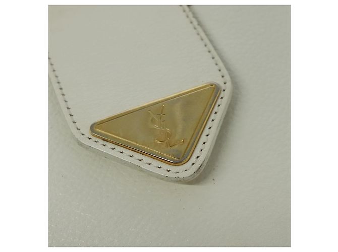 Borsa a Spalla in Pelle Bianca e Oro Auth BA4681 di SAINT LAURENT Bianco D'oro - vista 17