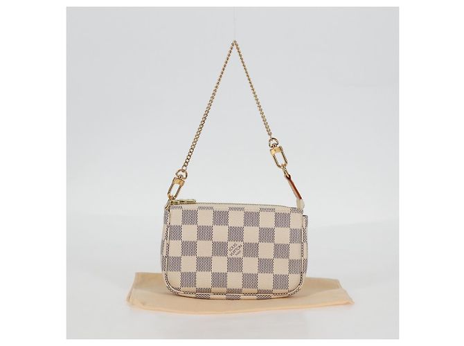 LOUIS VUITTON Mini Pochette Accessoires Damier Azur Pouch N63005 LV Auth 136052V - vista 12