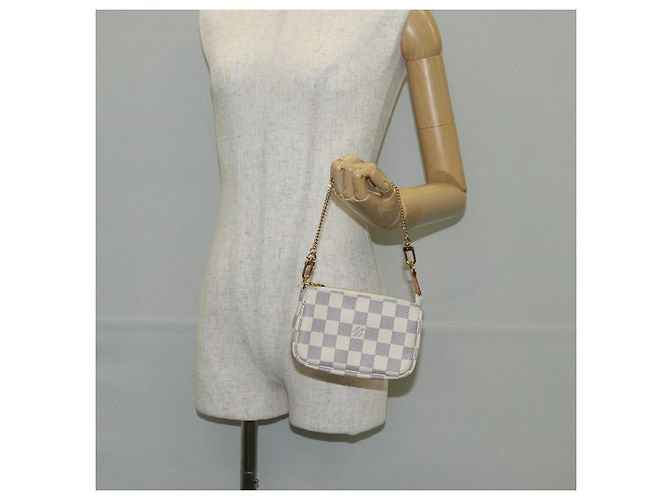LOUIS VUITTON Mini Pochette Accessoires Damier Azur Pouch N63005 LV Auth 136052V - vista 22