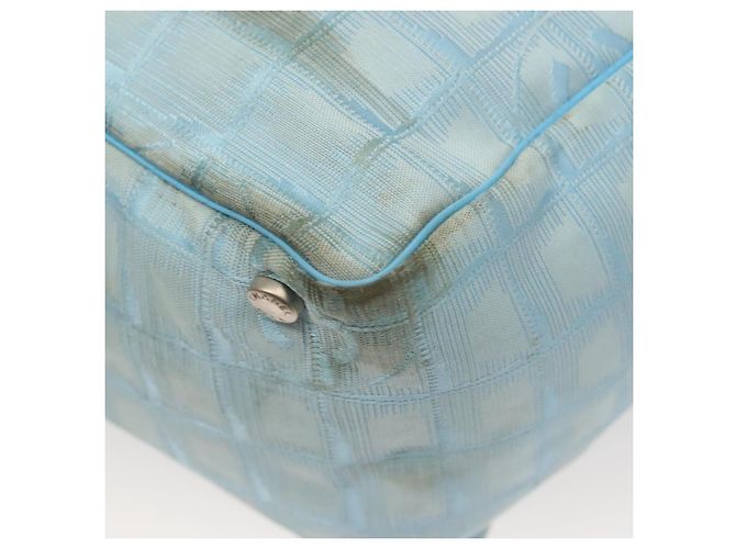 CHANEL Neue Reisetasche aus Nylon Hellblau Silber CC Auth 129655 - Ansicht 10