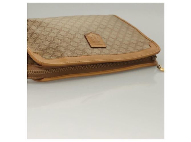 Céline Clutch in tela Macadam CELINE PVC Beige Oro Auth bs28469 D'oro - vista 6