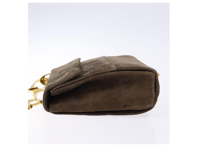 Borsa a mano con catena Salvatore Ferragamo in suede grigio oro Auth BA4690 Marrone D'oro - vista 4