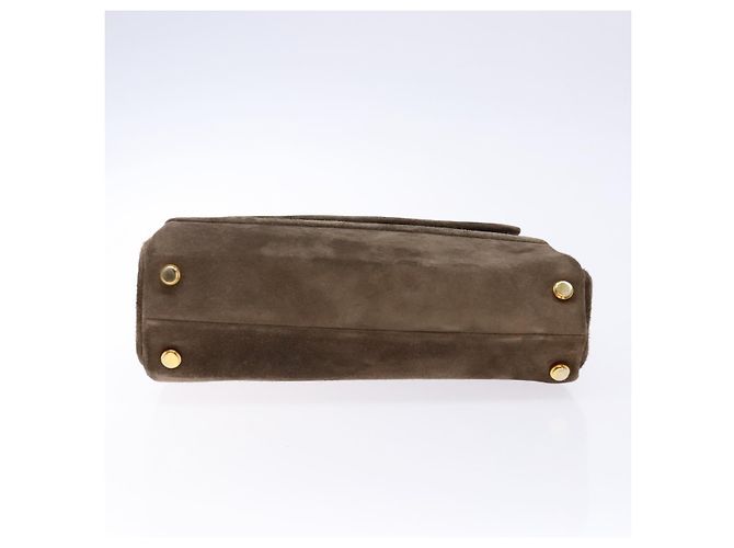 Borsa a mano con catena Salvatore Ferragamo in suede grigio oro Auth BA4690 Marrone D'oro - vista 5