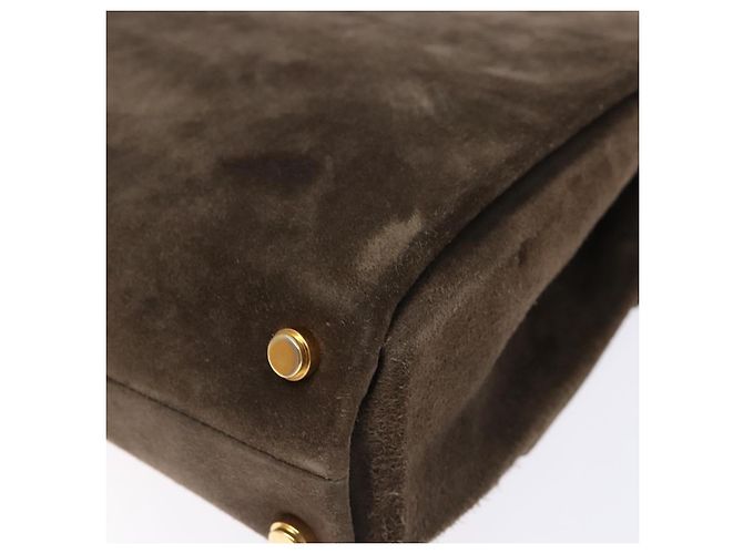 Borsa a mano con catena Salvatore Ferragamo in suede grigio oro Auth BA4690 Marrone D'oro - vista 9