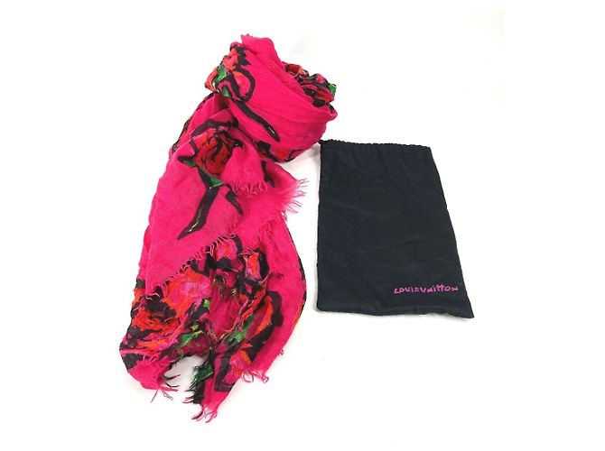 Chal de cachemira/seda rosa Louis Vuitton - vista 13