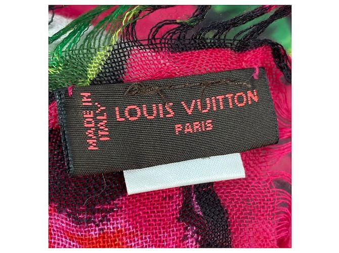 Chal de cachemira/seda rosa Louis Vuitton - vista 5