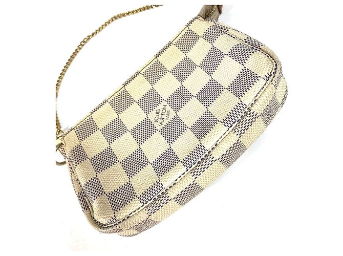 Mini Pochette Accessorio Damier Azur Louis Vuitton Bianco Giallo - vista 2