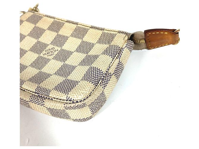 Mini Pochette Accessorio Damier Azur Louis Vuitton Bianco Giallo - vista 3