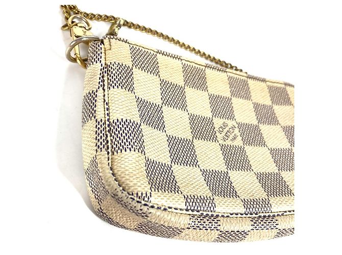 Mini Pochette Accessorio Damier Azur Louis Vuitton Bianco Giallo - vista 4
