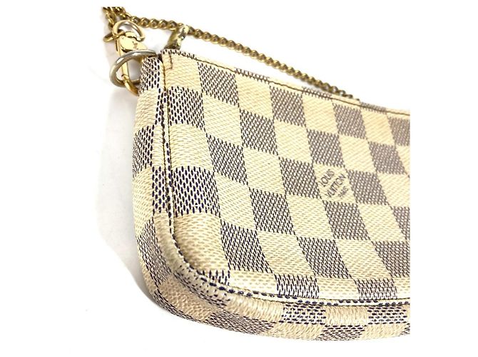 Mini Pochette Accessorio Damier Azur Louis Vuitton Bianco Giallo - vista 5