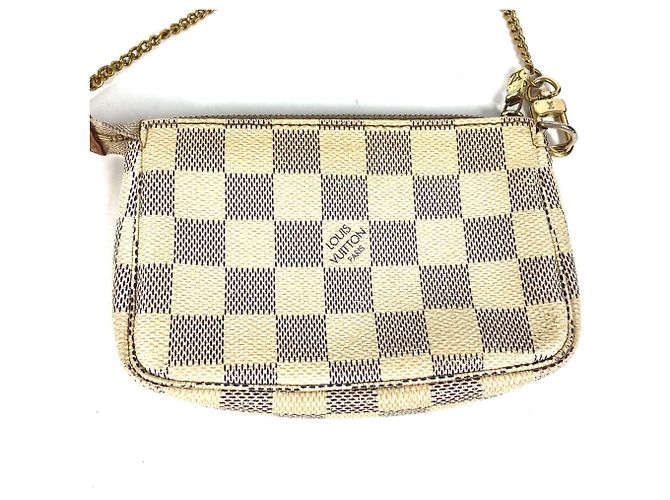 Mini Pochette Accessorio Damier Azur Louis Vuitton Bianco Giallo - vista 6