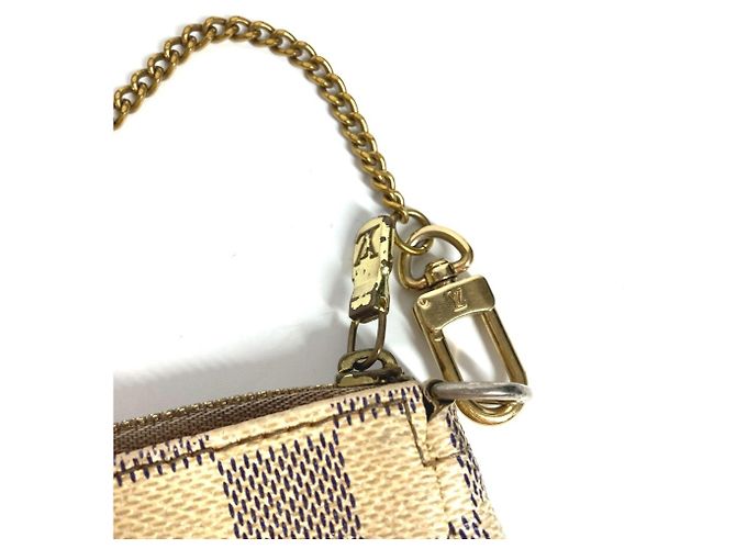Mini Pochette Accessorio Damier Azur Louis Vuitton Bianco Giallo - vista 7
