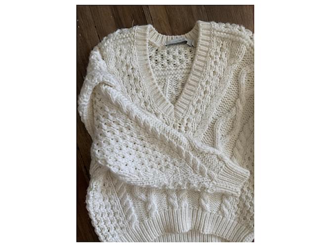 IRO Strickpullover mit V-Ausschnitt Ecru Größe S - Ansicht 3
