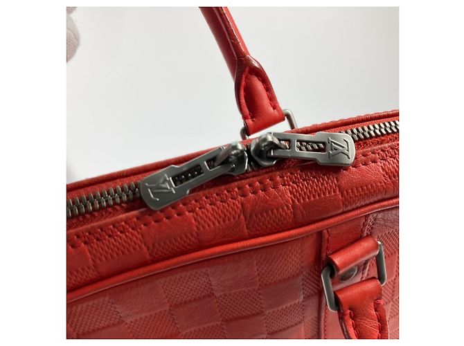 Borsa da viaggio Porte-Document Damier Infini Louis Vuitton Rosso - vista 10