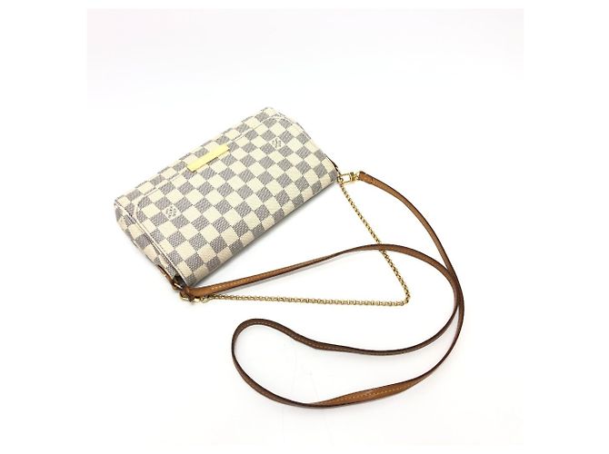 Borsa 3 in 1 Louis Vuitton Damier Azur Favorite MM Marrone Bianco - vista 3