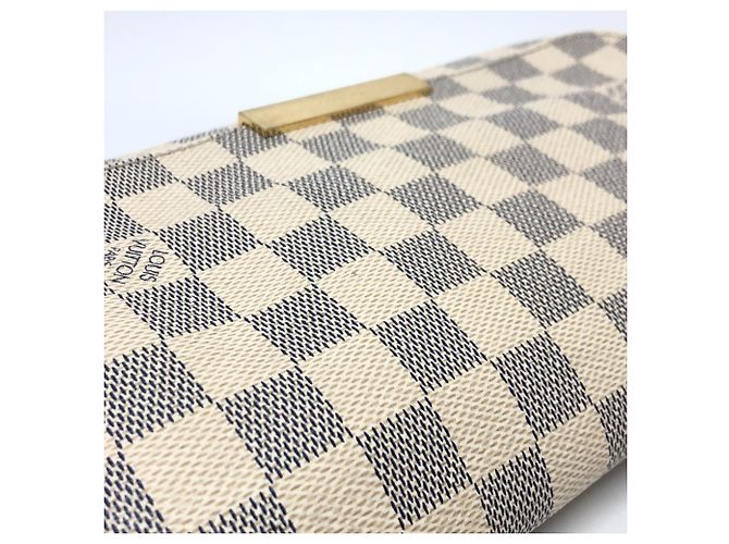 Borsa 3 in 1 Louis Vuitton Damier Azur Favorite MM Marrone Bianco - vista 4