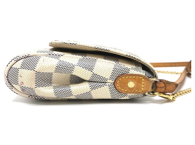Borsa 3 in 1 Louis Vuitton Damier Azur Favorite MM Marrone Bianco - vista 6