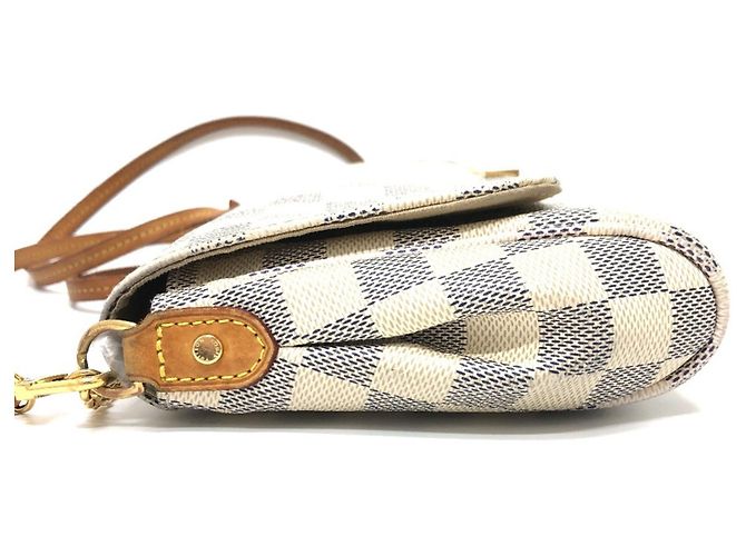 Borsa 3 in 1 Louis Vuitton Damier Azur Favorite MM Marrone Bianco - vista 7
