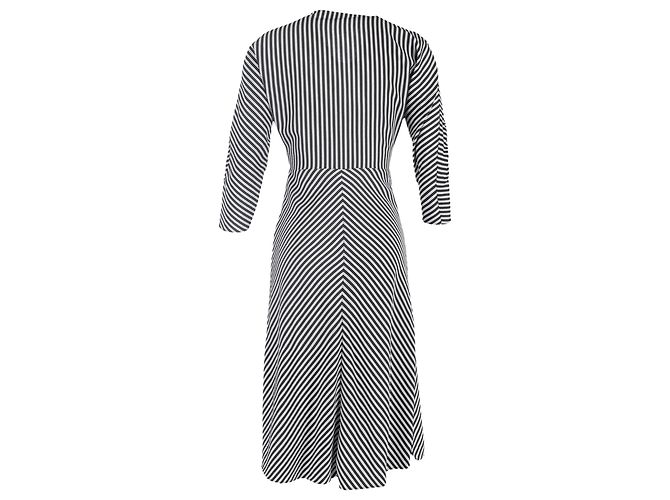 Maje Rava gestreiftes Twill-Midikleid aus schwarzer Viskose - Ansicht 3
